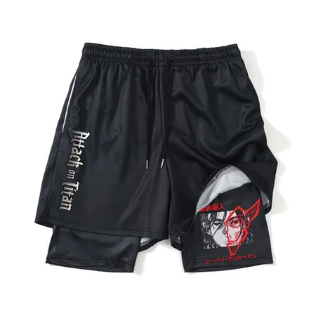 Anime Attack on Titan Gym Shorts Black - My Anime Haven