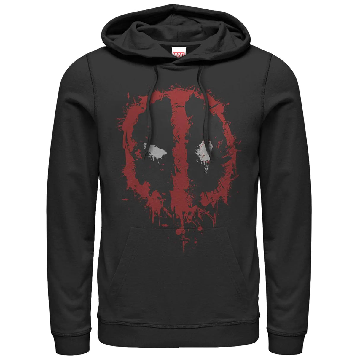 Marvel Mens Deadpool Splatter Icon Hoodie Sweatshirt Black Medium
