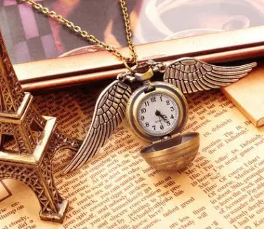 Harry Potter Golden Snitch Pocket Watch Necklace