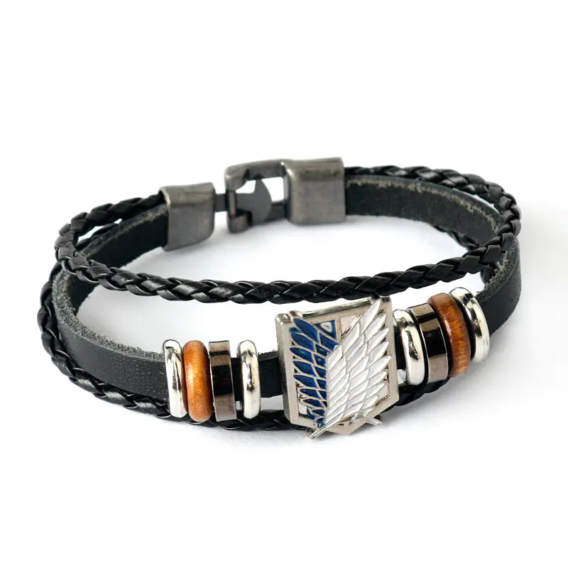 Anime Merch Accessories: Naruto, One Piece & Attack on Titan Leather Bracelet