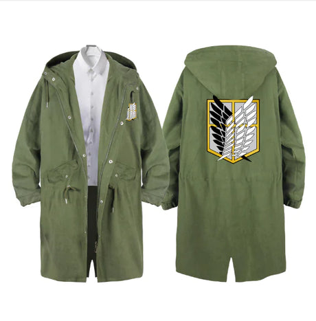 Attack on Titan Survey Corps Long Trench Coat Hoodie - My Anime Haven