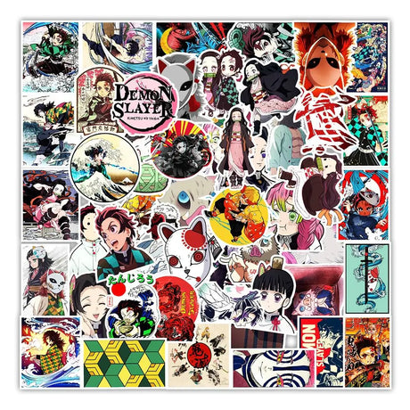 50Pcs Anime Demon Decals Popular Classic Anime Stickers Cartoon Waterproof Vinyl Decals for Water Bottle Laptop Guitar Car Luggage Skateboard Manga Gifts for Teens (50 A) - My Anime Haven