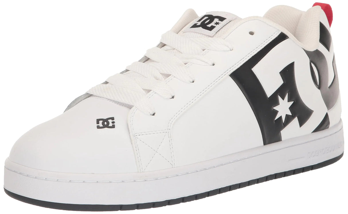 DC Mens Court Graffik SQ Low Top Casual Skate Shoe White/Black/Black 8.5