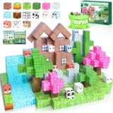Magnetic Blocks-100PCS Minecraft Magnetic Blocks Magnetic Magnetic Blocks for Kids Ages 4-8 Forest Set Magnetic Minecraft Blocks for Boys GirlsSTEM Montessori Sensory Toys for Kids