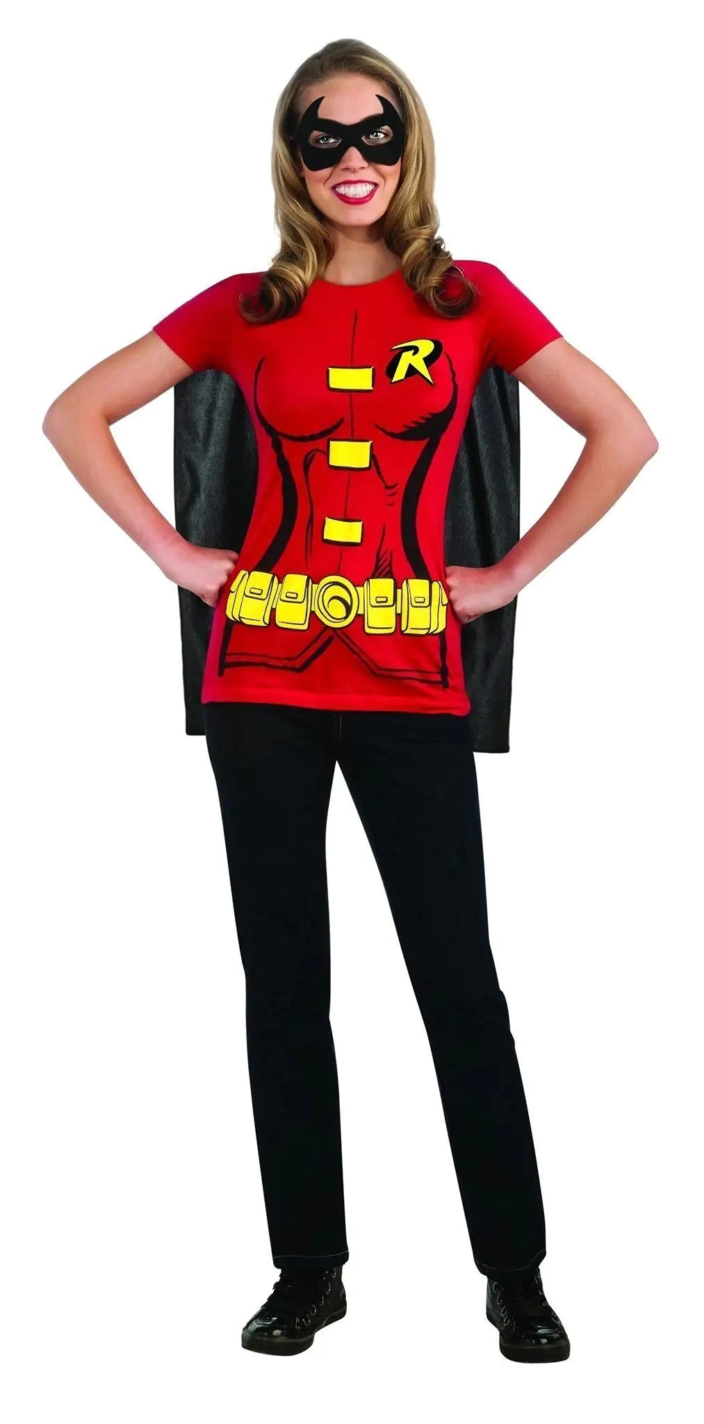 Rubies DC Comics Womens Robin Costume T-shirt With Cape and Eye Mask As Shown Large