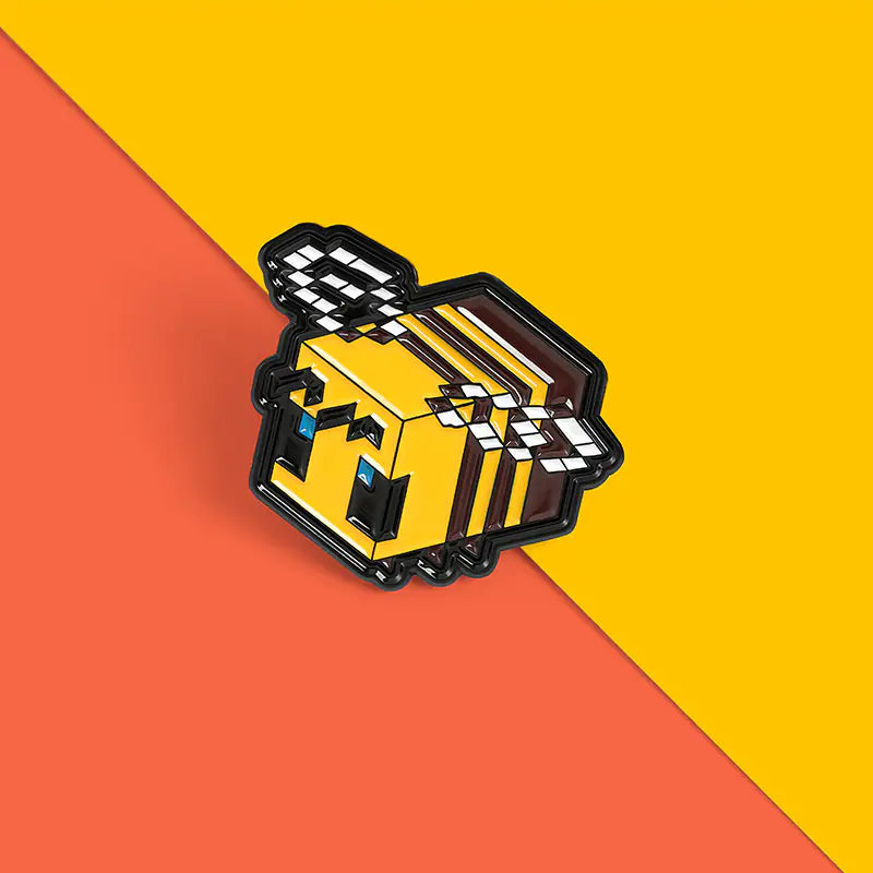 3D Geometric Cartoon Bee Enamel Brooch for Minecraft