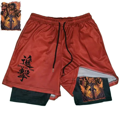 Anime Attack on Titan Gym Shorts Black - My Anime Haven