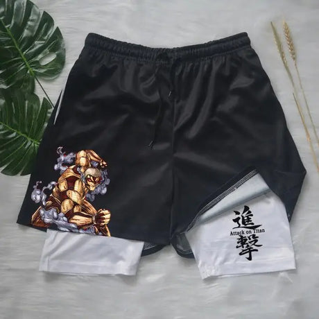 Anime Attack on Titan Gym Shorts Black - My Anime Haven
